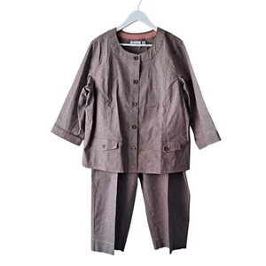 Denim & Co Mujer 2 Piezas Top y Pantalones Capri Conjunto A Juego Marrón Talla XL - Imagen 1 de 22