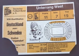 Ticket Deutschland - Schweden Jahr 1984, Nationalmannschaft,DFB, Köln - Bild 1 von 2