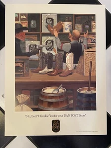 VINTAGE DAN POST BOOTS STORE BEING ROBBED ADVERTISING POSTER WESTERN DECOR - Picture 1 of 8