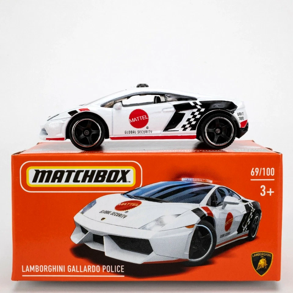 2021 Matchbox Power Grabs #69 Lamborghini Gallardo Police WHITE | MATTEL | FSB - Image 1 of 1