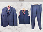 Next Men 3 Piece Formal Suit Blazer44R Waistcoat44 Trousers36 Check Japan 535