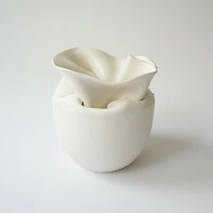Experimental Handmade Ceramic Vase, Slip Casted, White with Clear Glaze - Picture 1 of 7