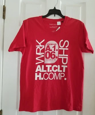 Camiseta Angelo Litrico (designer italiano) tamanho médio vermelha gola V gráfica - Imagem 1 de 2