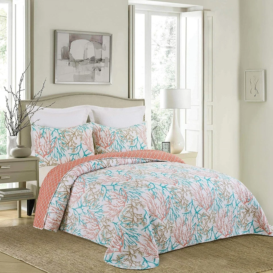 C&F Home Oceanaire Seafoam King Quilt Set 108 x 92 Reversible with 2 Shams Foto 1 de 1