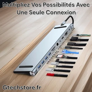 Adaptateur USB C 3.0 multiport 4K HDMI RJ45 SD TF VGA dock station Type C - Afbeelding 1 van 11