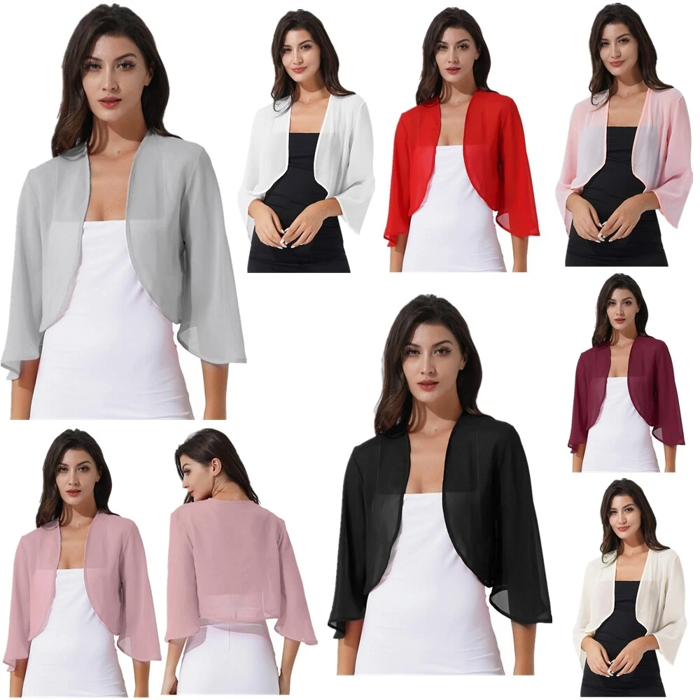 Arctic Sheep Women's Cropped Open Front Cardigan – 3/4 Sleeve Bolero, Viscose Blend 9 thumbnail image