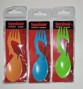 3 Kershaw Ration Multi Tool Spork Spoon Fork Carabiner & Bottle Open 1140 - Picture 1 of 3