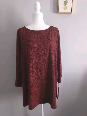 Blusa Top Mujer Liz Claiborne XXL Color Marrón con Nylon Negro Y Spandex  Foto 1 de 4