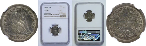 1844 Seated Liberty Dime NGC XF-40 Cover