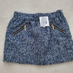 NWT Janie and Jack Girls' Blue Tweed Adjustable Waist Lined Skirt sz4 - Picture 1 of 16