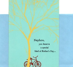 Tarjeta de felicitación Feliz Día del Padre Sobrino Bicicleta Tema Sello - Imagen 1 de 3