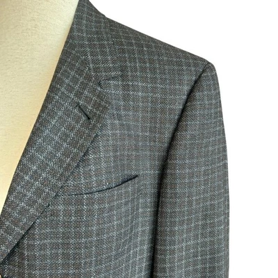 Blazer Abrigo Deportivo Kenneth Cole Para Hombre Azul Hecho en Unión 100% Lana a Cuadros Talla 40R Foto 1 de 4