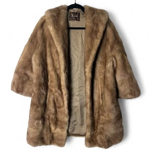Harris' – Women's Vintage Real Mink Fur Coat 60s Golden Brown – Sz. M/L - Picture 1 of 7