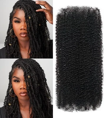 Cabello humano afro rizado a granel para trenzar - 20 pulgadas, doble dibujo, 35 g/hilo,... Foto 1 de 4
