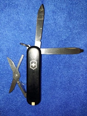 Mini faca vintage Victorinox Swiss Army preta multi ferramenta Suíça aço inoxidável - Imagem 1 de 4