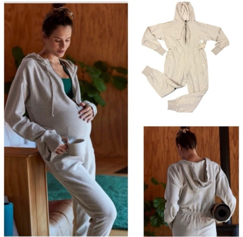 Mono con capucha gris jaspeado de maternidad FP Movement x Hatch nuevo con etiquetas XS Foto 1 de 4