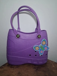 Optari Sol Tote Bag Viola Gomma Optari Borsa da Spiaggia Tema Farfalla Borsa in Gomma - Foto 1 di 8