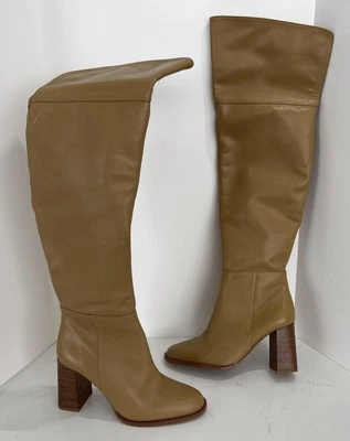 Botas hasta la rodilla de cuero con tacón Zara para mujer talla 39/USA 8 (Nuevas con defectos) Foto 1 de 4