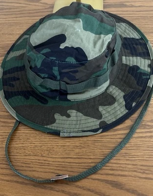 Tactical Woodland Sunhat, Size 7.5, Unknown Brand Military Camo Khaki Outdoors - Image 1 of 4