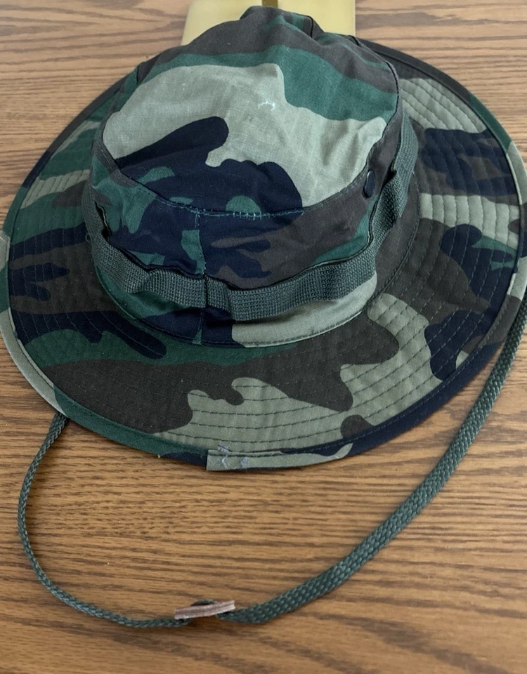 Tactical Woodland Sunhat, Size 7.5, Unknown Brand Military Camo Khaki Outdoors - Image 1 of 4
