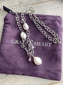 Grace & Heart G&H PAVILLION PEARL 18” NECKLACE .925 STERLING SILVER Brand New! - Picture 1 of 5