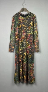 Maxi Vestido DESIGUAL Multicolor Estampado Mariposas Malla Forrado Transparente Talla L - Imagen 1 de 19
