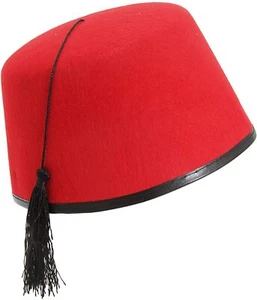 1 x Adult Red Fez Tarboosh Hat Tommy Cooper Turkish Fancy Dress Up Costume QR19 - Picture 1 of 1