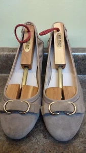 Cole Haan Elme Tan Leather Ballet Flat 7.5 B Comfort W09076 Suede Toe Bow - Picture 1 of 6