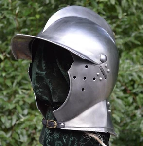 Burgonet Helm Mittelalter Antik Rüstungshelm 18GA Barbuta Deutsch - Bild 1 von 12