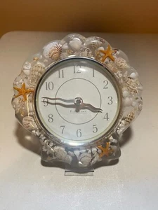 Seashell Wall Clock VTG Lucite Real by FirsTime 8” Beach Chic Decor - Picture 1 of 3