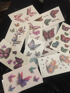 Temporary Tattoos Beautiful Butterfly Design 30 Sheets with Instructions New Pkg - Picture 1 of 3