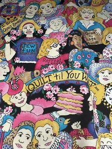 Quilting Ladies Fabric Mary Lou Weidman In the Beginning Remnant 83” x 45” - Picture 1 of 10