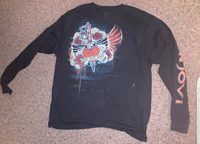 Camiseta Bon Jovi Para Hombres What About Now Manga Larga Cuello Redondo Negra Gráfica Talla XL Foto 1 de 4