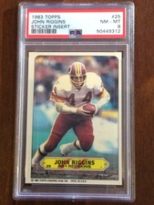 1985 Topps Sticker Insert — John Riggins —  14th Year — PSA 8 — POP 95 (all)