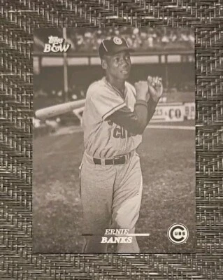 Ernie Banks 2024 Topps Black and White Topps Vault HOF SP Chicago Cubs #106 - Image 1 of 2
