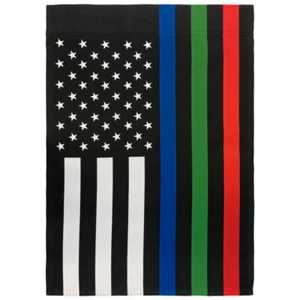 Delgada Bandera de Jardín Azul Verde Línea Roja 12x18 pulgadas Linda Novedad Patio Bandera Policía Bomberos - Imagen 1 de 3
