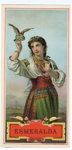 ESMERALDA Caddy Crate Label || Heppenheimer & Muarer Lithographie, Mädchen mit Vogel, - Bild 1 von 1
