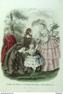 Gravure de mode Messager des Dames et Demoiselles 1857 n°6 - Imagen 1 de 1