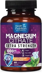 Magnesium Citrate Capsules 1000mg Max Absorption Magnesium Powder Capsule Muscle - Picture 1 of 18
