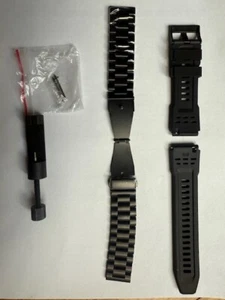 NEU 22mm gebürstet Gleitverschluss Stahl Uhrenarmband Armband + weiches Silikonband - Bild 1 von 5
