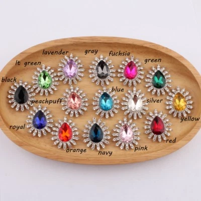 20PCS 27*32MM High Quality Shiny Crystal Flatback Rhinestone Buttons - Image 1 of 4