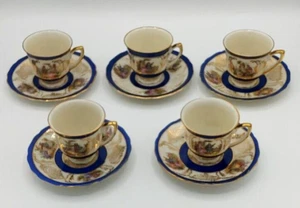 FBS Czechoslovakia Courting Couple Demitasse Cup and Saucers Set of 5 - Picture 1 of 14