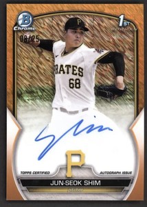 2023 Bowman Chrome Orange Shimmer Refractors Jun-Seok Shim 8/25 ROOKIE 1st AUTO