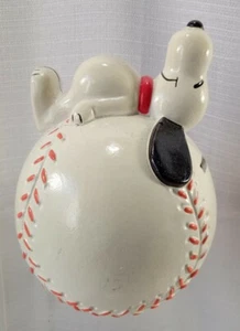 Vtg 1966 Snoopy Baseball Peanuts United Feature Syndicate COIN BANK with Stopper - Picture 1 of 7