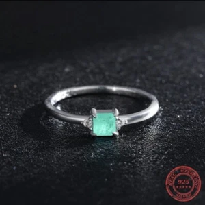 Nuovo anello donna argento sterling 925 Paraiba tormalina zirconi misura 7 spedizione gratuita USA - Foto 1 di 5