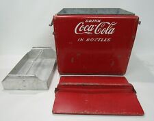 VINTAGE 1950'S COCA COLA COKE METAL COOLER DRINK COCA COLA IN BOTTLES + INSERT T