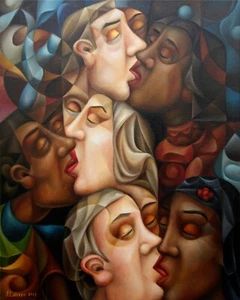 Cogs 2023 (oil on canvas by A. Lavrov) 16"x20", cubism, surrealism, symbolism - Picture 1 of 5