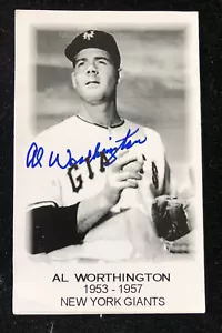 AL WORTHINGTON 1953 AUTOGRAPHED SIGNED AUTO BASEBALL PHOTO 8x10 GIANTS 3X5.5" - Picture 1 of 1