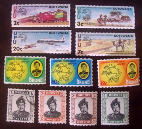 1974 Botswana and Brunei Stamps   Lot#643  UPU Centenary Cover
