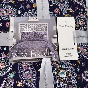 VERA BRADLEY FRENCH PAISLEY PURPLE 1pc F/QUEEN QUILTED QUILT NIP Beautiful $139 - Picture 1 of 16
